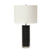 asztali lampa fekete mugyanta krom modern minimnal elegans fem feher szovet buraval.jpg